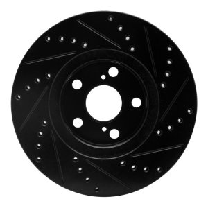 Pontiac Vibe Brake Rotor (1) - Front Left - R1 Concepts - Drilled & Slotted - Black - `00-`10